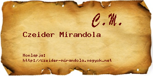 Czeider Mirandola névjegykártya